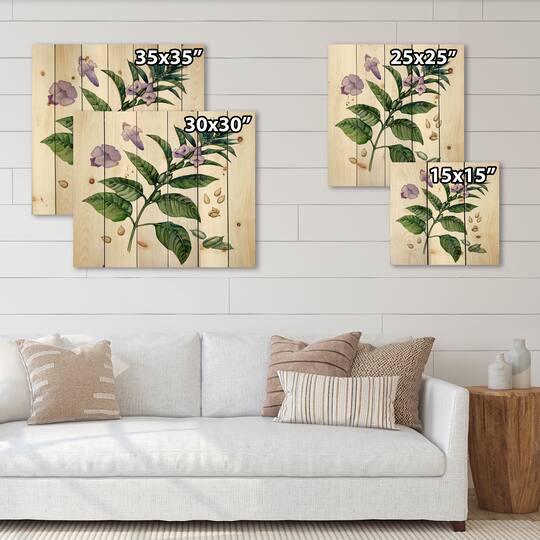 Designart - Purple Sesame Flowers WIth Green Leaves